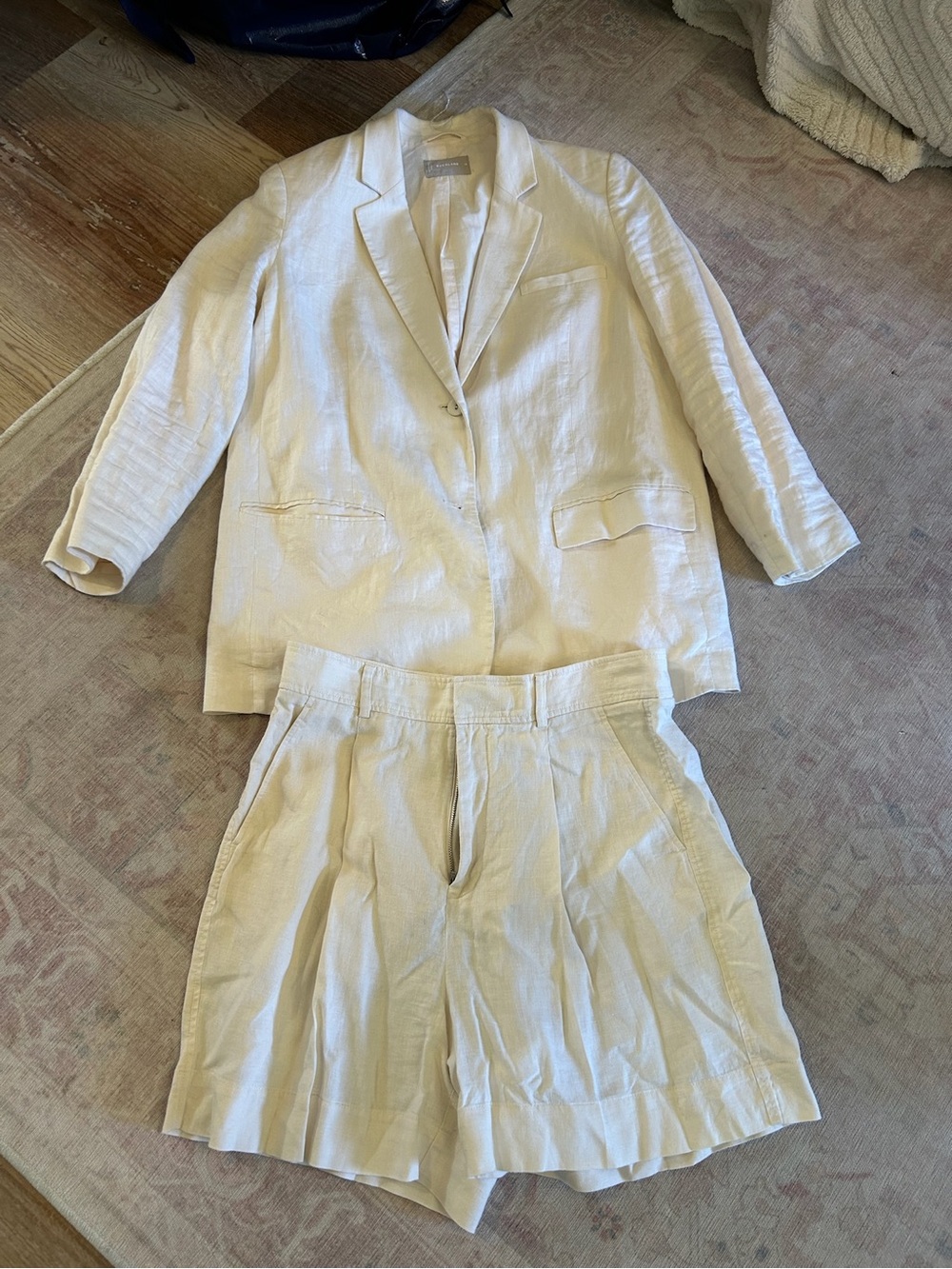 Everlane Cream Linen Blazer & Shorts Set